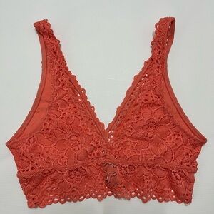 Aerie - eyelet lace v-neck crop bralette - size small